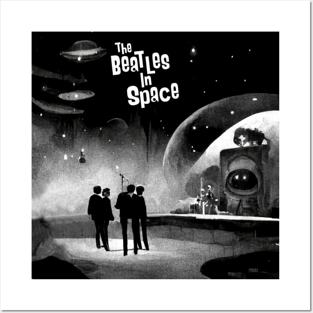 The Beatles in Space Parody Album Cover Wall Art by offsetvinylfilm